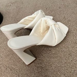 Open Edit Ivory Mules size Never worn 8.5 4 inch heel